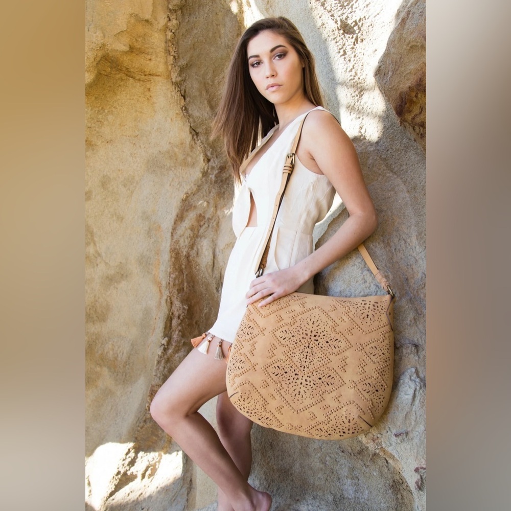 Elle Jae Gypset Amarillo Crossbody Hobo in Saddle